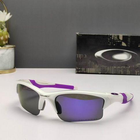 Oakley Half Jacket 2.0 Xl Sunglasses Purple White Frame Polarized Deep Blue Lenses