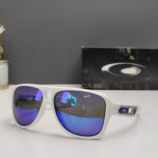 Oakley Dispatch II Sunglasses White Frame Polarized Deep Blue Lenses