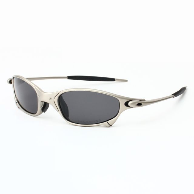 Oakley Juliet Sunglasses Silver/Champagne Frame Black Polarized Lenses