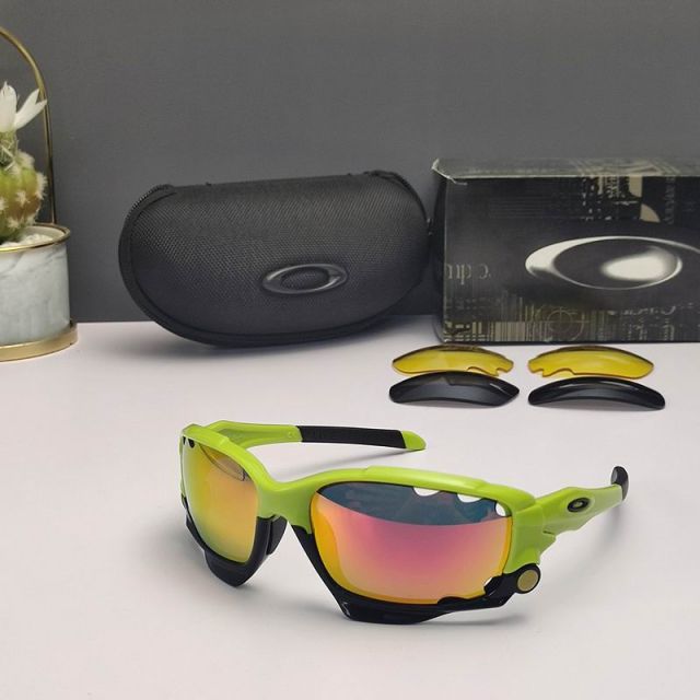 Oakley Racing Jacket Sunglasses Black Green Frame Prizm Ruby Lenses