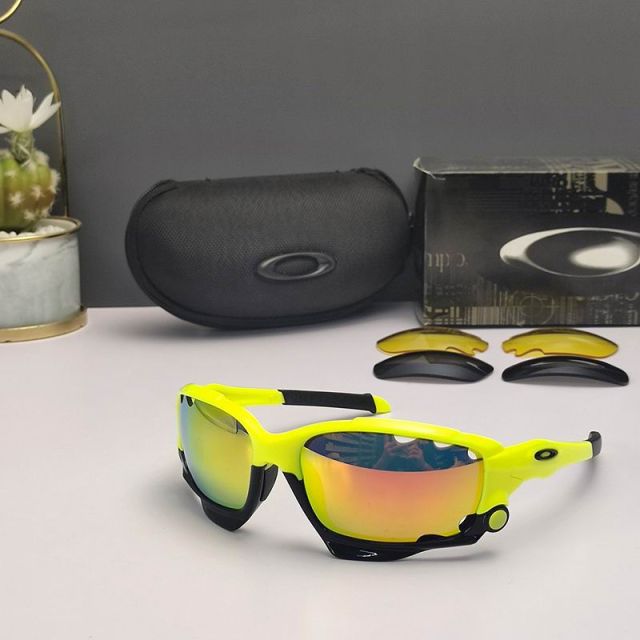 Oakley Racing Jacket Sunglasses Yellow Black Frame Prizm Ruby Lenses