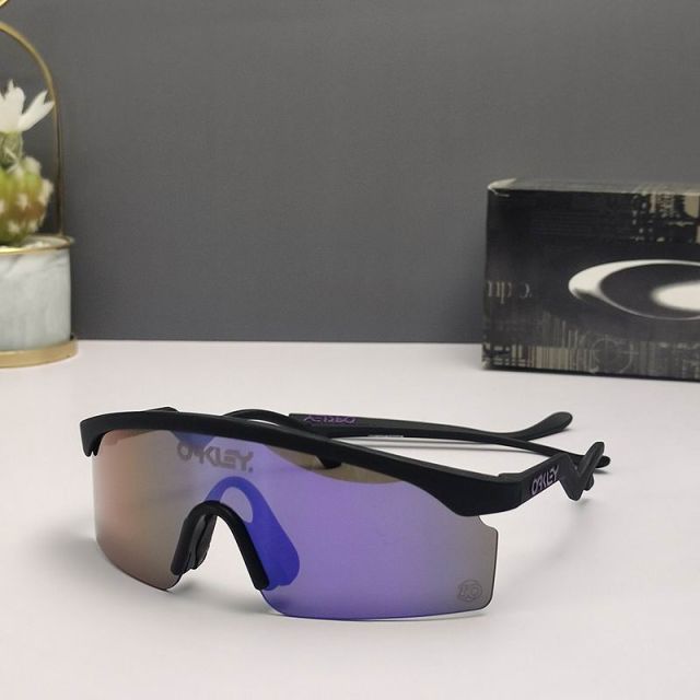 Oakley Razor Blades Sunglasses Black Frame Deep Blue Lenses